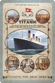 Titanic Queen Of The Ocean . Metalen wandbord in reliëf 20 x 30 cm.