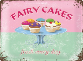 Fairy Cakes  Metalen wandbord in reliëf 30 x 40 cm