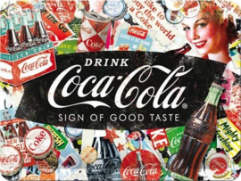 Coca Cola Collage Metalen wandbord in reliëf 15 x 20 cm.