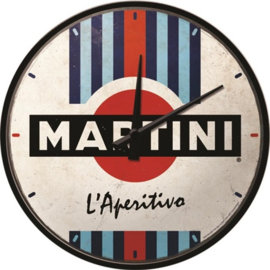 Martini - L'Aperitivo Racing Stripes. Wandklok Ø 31 cm en 6 cm dik.