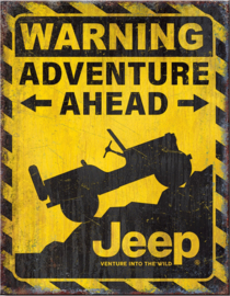 Jeep Adventure Ahead .  Metalen wandbord 40,5 x 31,5 cm.