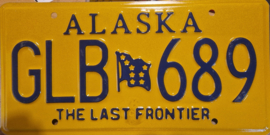Alaska Originele license plate .  The Last Frontier.