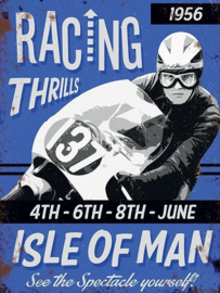 Isle Of Man. Racing Thrills .  Metalen wandbord 30 x 40 cm.