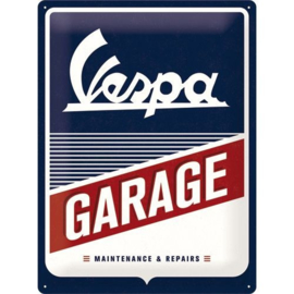 Vespa Garage  Metalen wandbord in reliëf 30 x 40 cm.