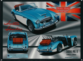 Austin Healey 3000 MK II.  Metalen wandbord 30 x 40 cm.