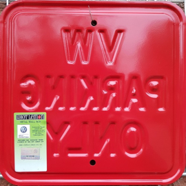 VW Parking Only  Rood Wit Stalen bord 30 x 30 cm.