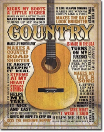 Country - Made in America Metalen wandbord 31,5 x 40,5 cm.