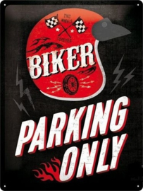 Biker Parking Only  Metalen wandbord in reliëf 30 x 40 cm