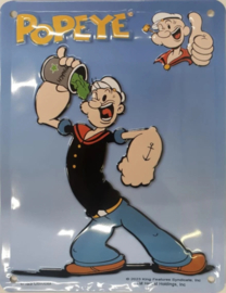 Popeye.  Metalen wandbord in reliëf 15 x 20 cm.