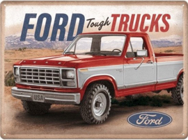 Ford - Tough Trucks. Metalen wandbord in reliëf 30 x 40 cm.