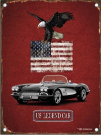 US Legend Car.  Metalen Wandbord in reliëf 15 x 20 cm.