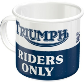 Triumph Riders Only. Emaille Drinkbeker H 8  Ø 8 cm