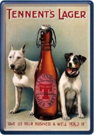 Tennents Lager Beer Metalen  Postcard 10 x 14 cm.