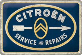 Citroën - Service & Repairs. Metalen wandbord in reliëf 20 x 30 cm