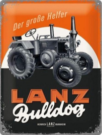 LANZ Bulldog Der Große Helfer  Metalen wandbord in reliëf 30x40 cm