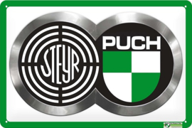 Steyer Puch Logo.  Metalen wandbord  20 x 30 cm.