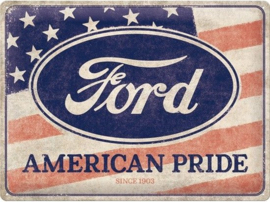 Ford America Pride. Metalen wandbord in reliëf 30 x 40 cm.