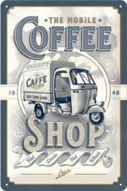 The Mobile Coffee Shop Metalen wandbord in reliëf 20 x 30 cm.