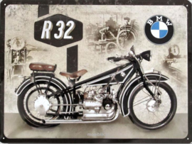 BMW R32  Metalen wandbord in reliëf 30 x 40 cm