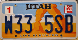 Utah Originele license plate . (Kentekenplaat)  Life Elevated.