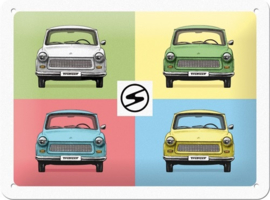 Trabant - Pop Art. Metalen wandbord in reliëf 15 x 20 cm..