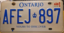 Ontario Originele Canadese license plate (Kentekenplaat).