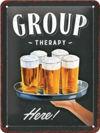 Group Therapy. Metalen wandbord in reliëf 15 x 20 cm.