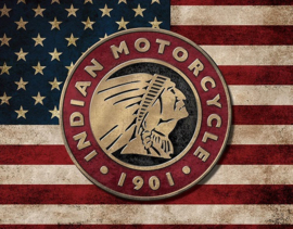Indian Motorcycle Flag. Metalen wandbord 31,5 x 40,5 cm.