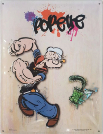 Popeye.  Metalen wandbord in reliëf 30 x 40 cm.