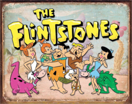 Flintstones Family Retro.  Metalen wandbord 31,5 x 40,5 cm.