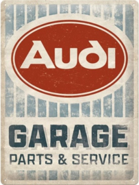 Audi Garage .  Metalen wandbord in reliëf 30 x 40 cm.