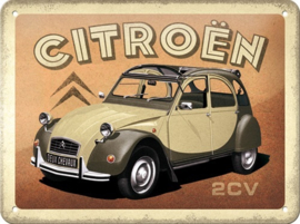 Citroën 2CV Metalen wandbord in reliëf 15 x 20 cm..