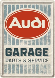 Audi Garage Parts & Service.  Metalen Postcard 10 x 14 cm.