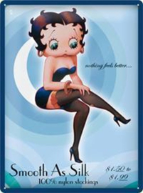 Betty Boop Smoot As Silk.  Metalen wandbord in reliëf 30 x 40 cm.