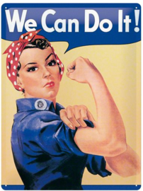 We Can Do It! Metalen wandbord in reliëf 15x20 cm