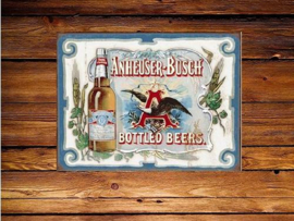 Anheuser Busch  Bottled Beers  Metalen wandbord 31,5 x 40,5 cm.
