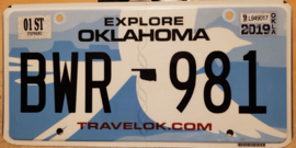 Oklahoma. Originele license plate .