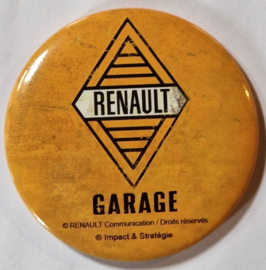 Renault Garage.  Koelkastmagneet Ø 6 cm.