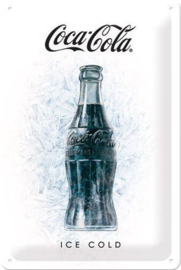 Coca Cola Ice Cold Metalen wandbord in reliëf 20 x 30 cm.