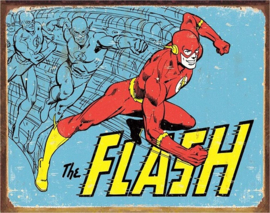 The Flash - Retro. Metalen wandbord 31,5 x 40,5 cm.​