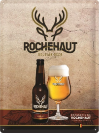 Rocheaut Belgian Beer​.   Metalen wandbord in reliëf 30 x 40 cm.