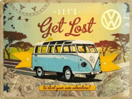 Volkswagen Let's Get Lost  Metalen wandbord in reliëf 30x40 cm.