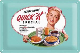 Kellogg's Quick "K" special  Metalen wandbord in reliëf 20 x 30 cm.