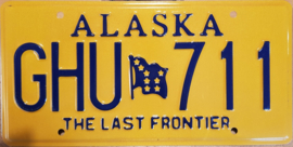 Alaska Originele license plate .  The Last Frontier.