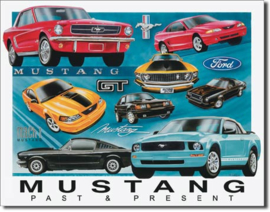 Ford Mustang Past & Present Metalen wandbord 31,5 cm  x 40,5 cm.