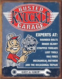 Busted Knuckle Garage.   Metalen wandbord 31,5 x 40,5 cm.