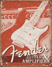 Fender Weathered G&A ​  Metalen wandbord 31,5 x 40,5 cm.