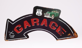 Route 66 Garage. Metalen wandbord  49 x 24 cm.
