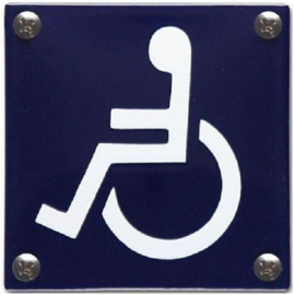 Invaliden Emaille Toilet bordje 10 x 10 cm.