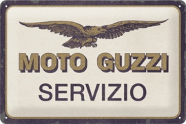 Moto Guzzi - Servizio . Metalen wandbord in reliëf 20 x 30 cm.